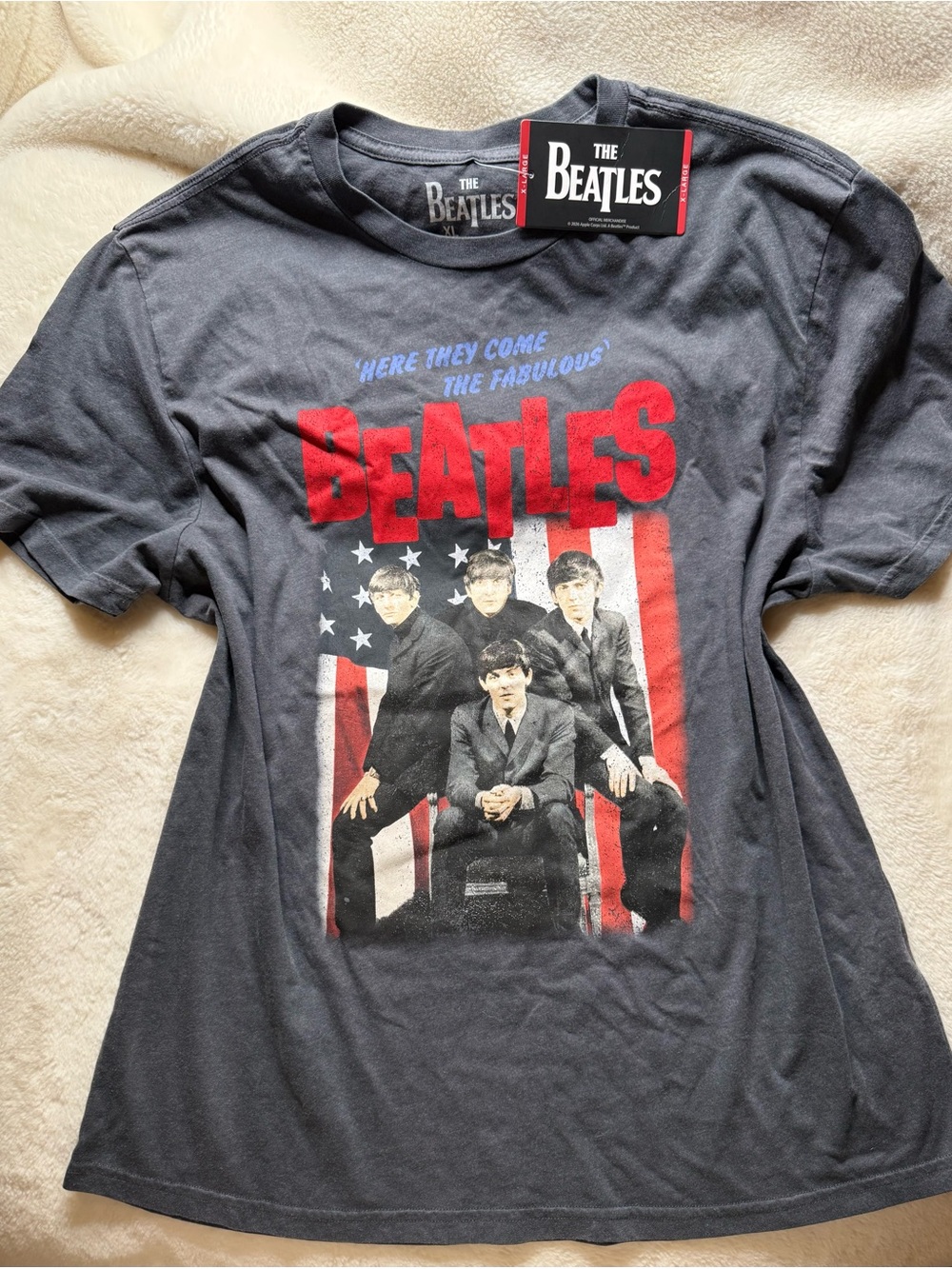 NWT The Beatles XL Graphic Tee Vintage Wash Here They Come Fab Four Band T-Shirt